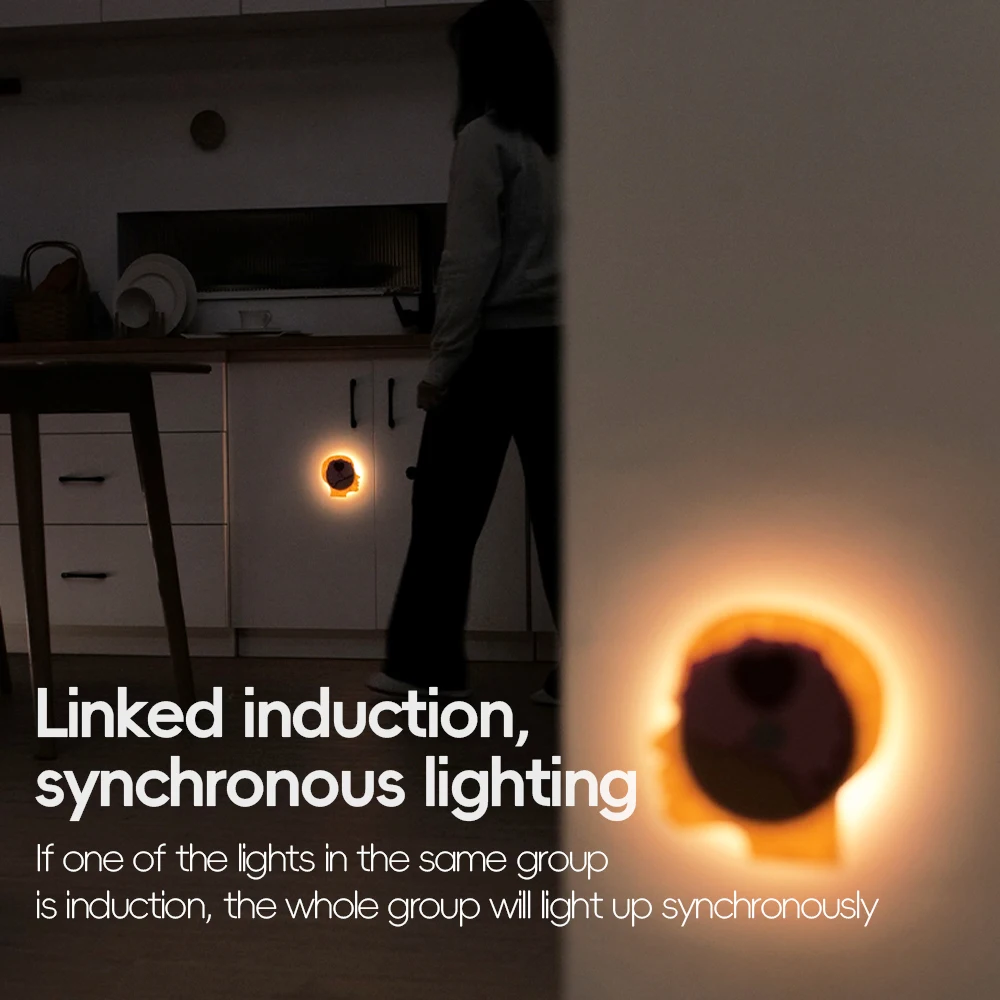 Smart Linkage Motion Sensor Night Light Wireless Magnetic Wall Lamp Funny Couple Sensor Night Light Rechargeable Couples Gifts