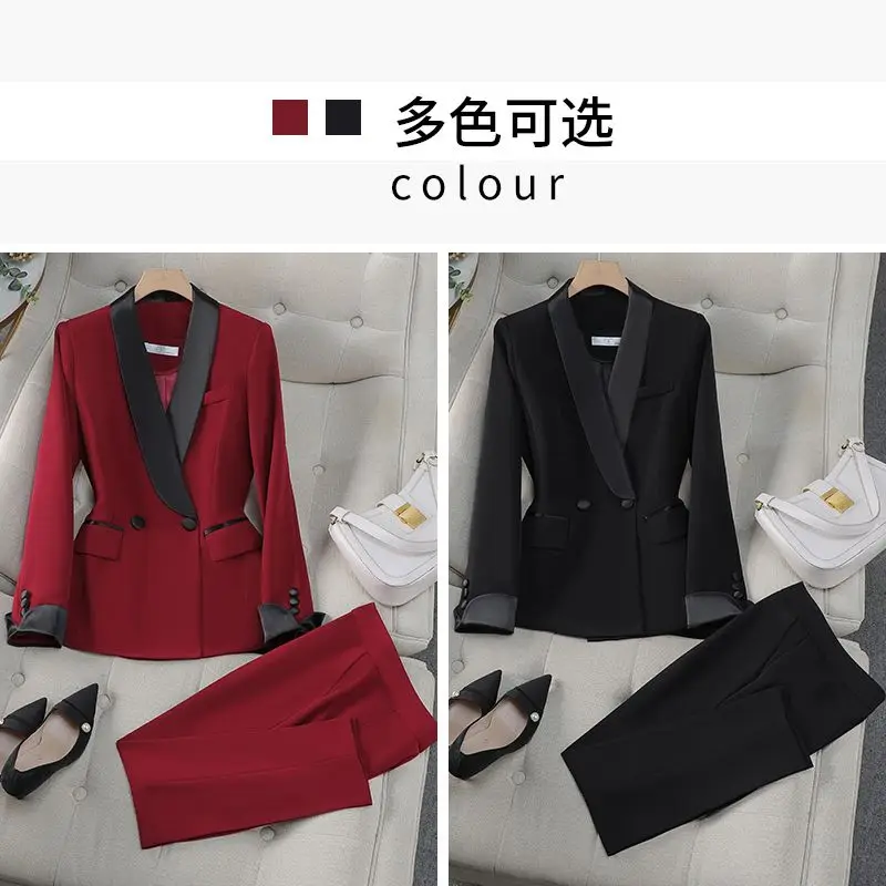 Insozkdg Office Lady Hit Color Blazer Pants set per le donne 2 pezzi abiti da donna autunno elegante Office Lady Work Outfit pantaloni