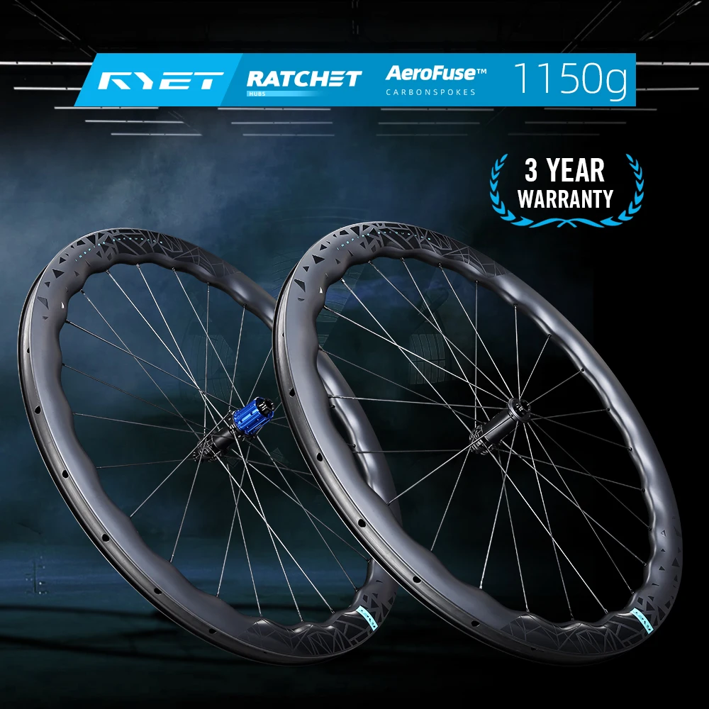 RYET RS 700C Road Carbon Wheelset 1150g Aero Disc Brake 60T Ceramic Ratchet Hub Tubeless/Clincher Ready Bicycle Wheel Customized