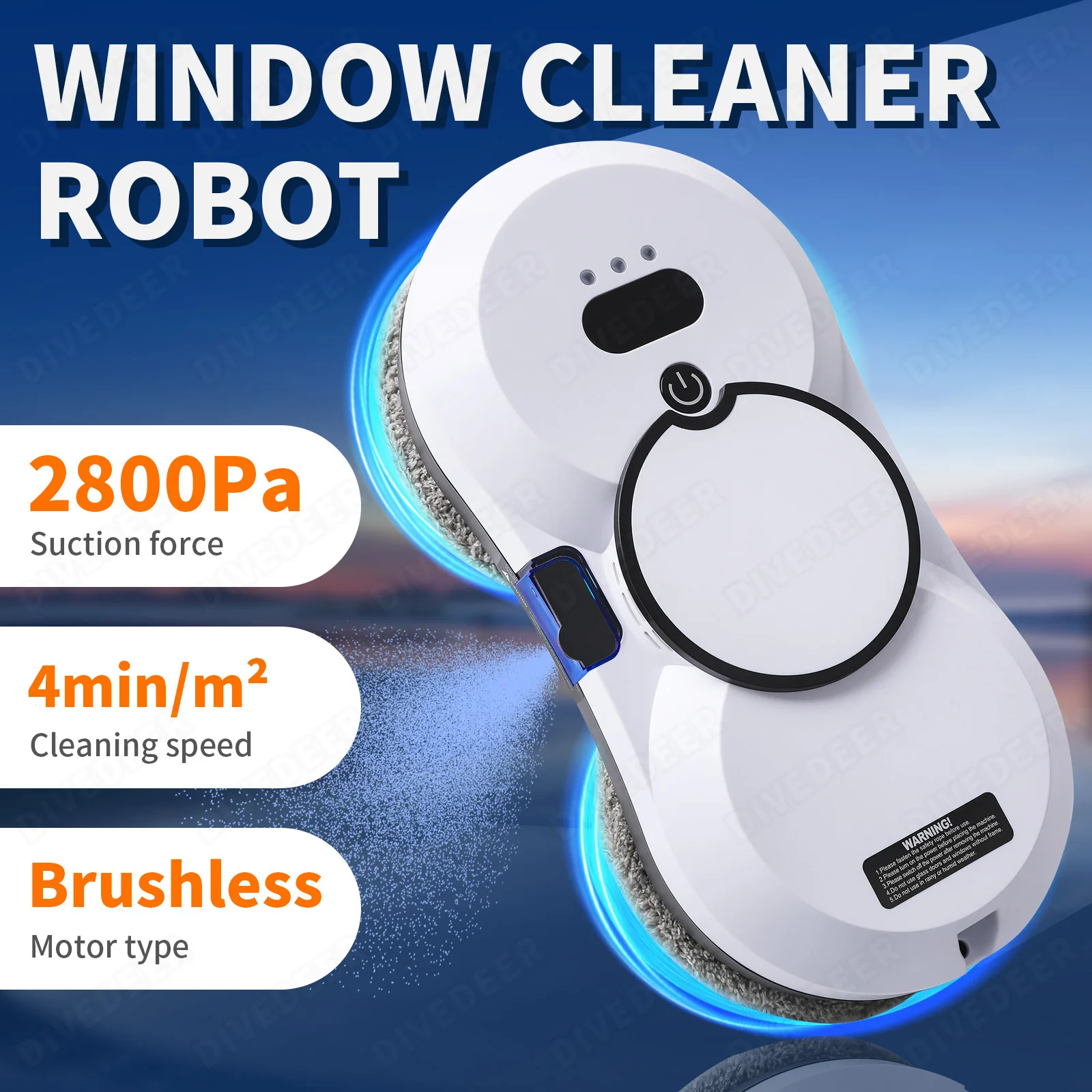 DIVEDEER-Robot de limpieza de ventanas, pulverizador de succión grande, Robot de limpieza de ventanas eléctrico, aspirador con Control remoto anticaída