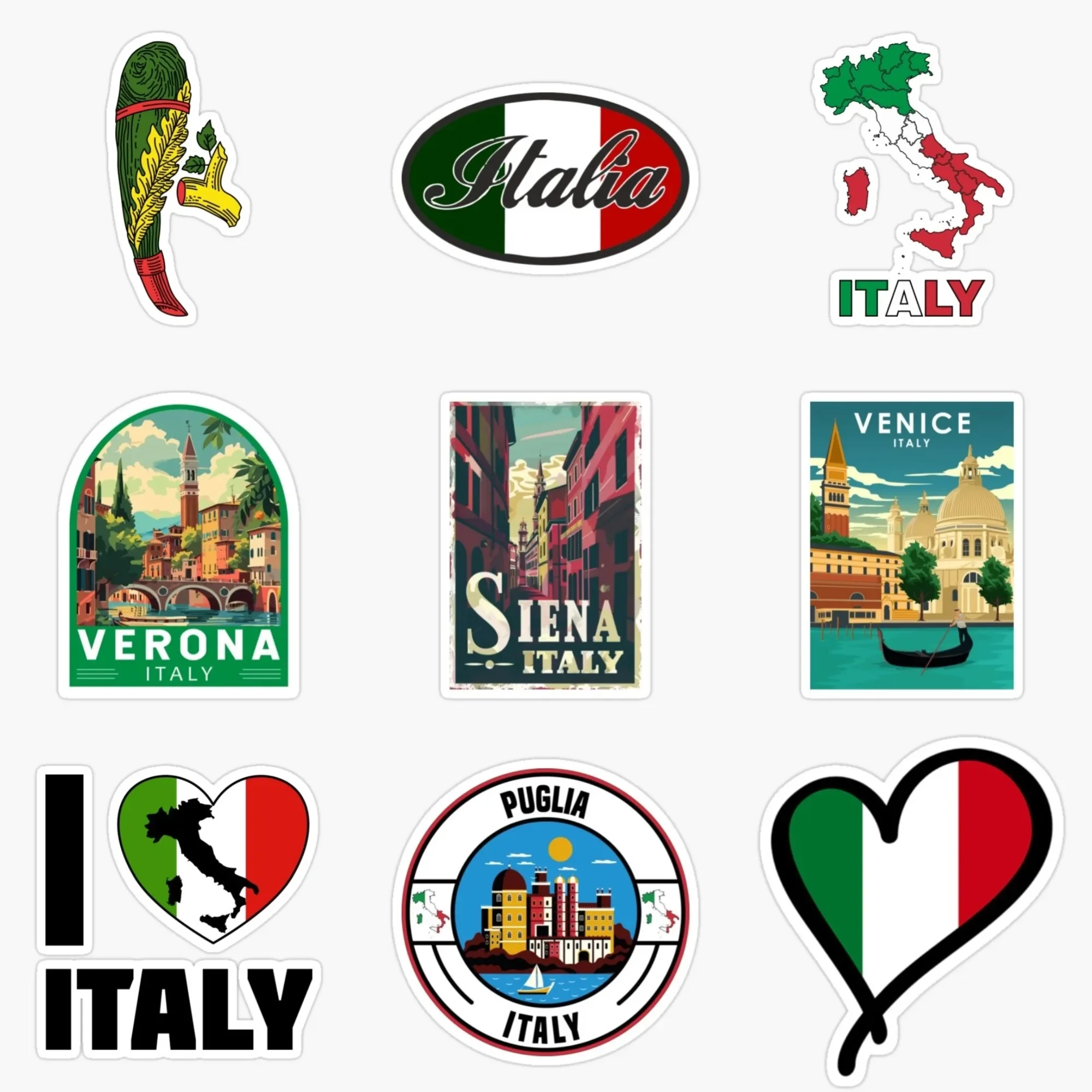 

Italy Flag Map Scenery Emblem Creative PVC Sticker for Decorate Car Van Truck Motorcycle Fridge Window Wall Decal Accessorie