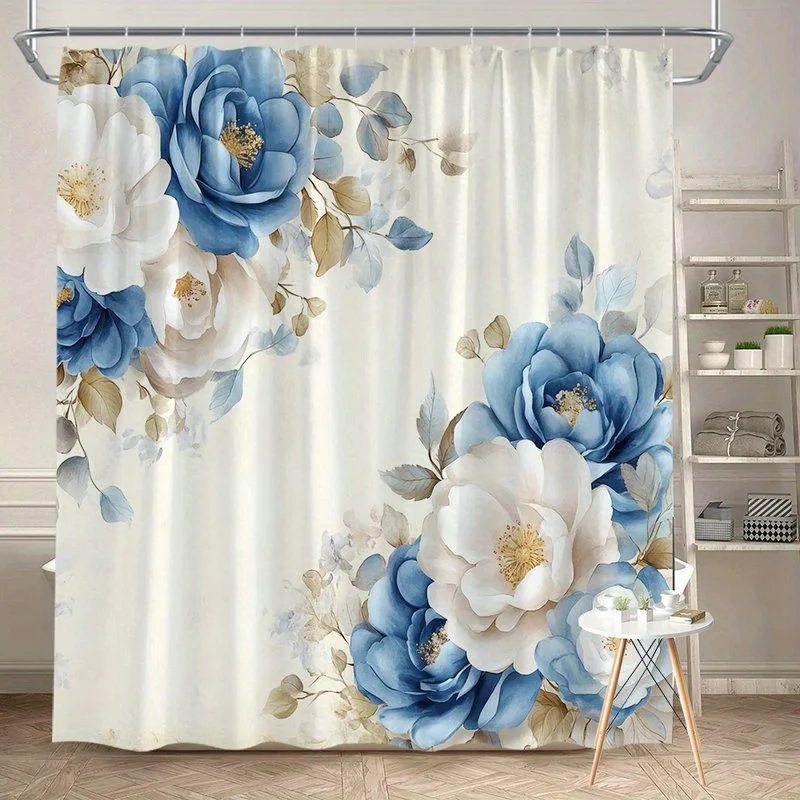 

Цельная винтажная занавеска для душа с цветочным узором, полиэфирная ткань, можно стирать в машине, подходит для украшения ванной комнаты