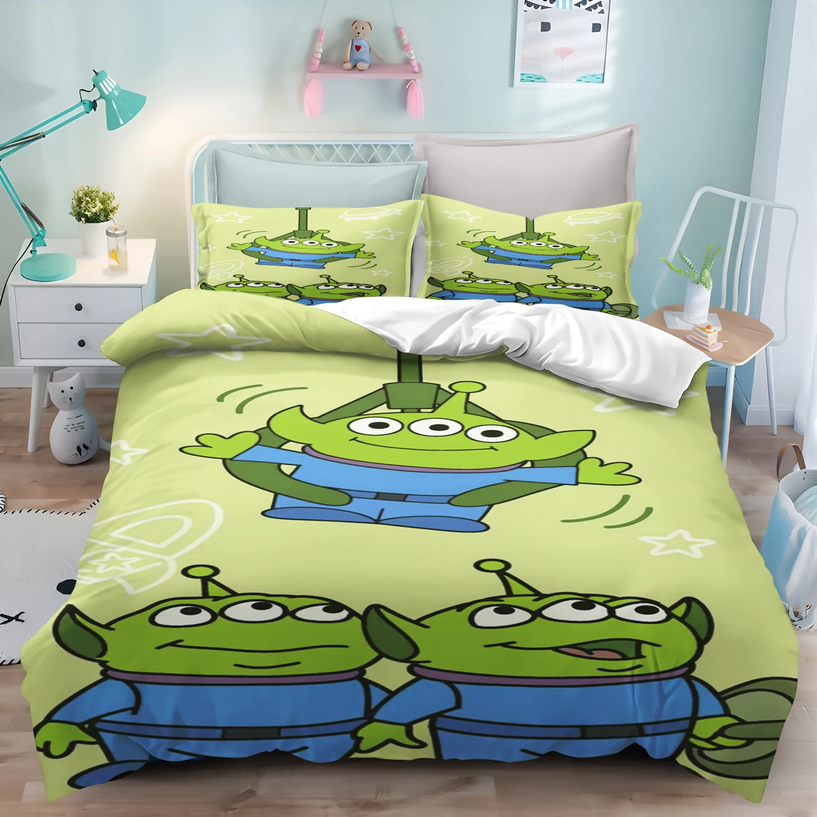 

Disney Alien Duvet Cover Cartoon 3-Piece Set Three-eyed boy Children Cute Polyester Soft Breathable Comforter Animation Bedding