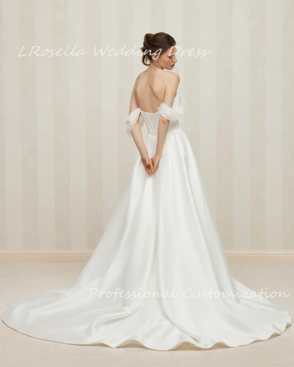 LRosella Wedding Dress Crepe Mermaid Strapless Floor-Length  sleeveless  Elegant  Exquisite  Morden style For women 2024 الإناث