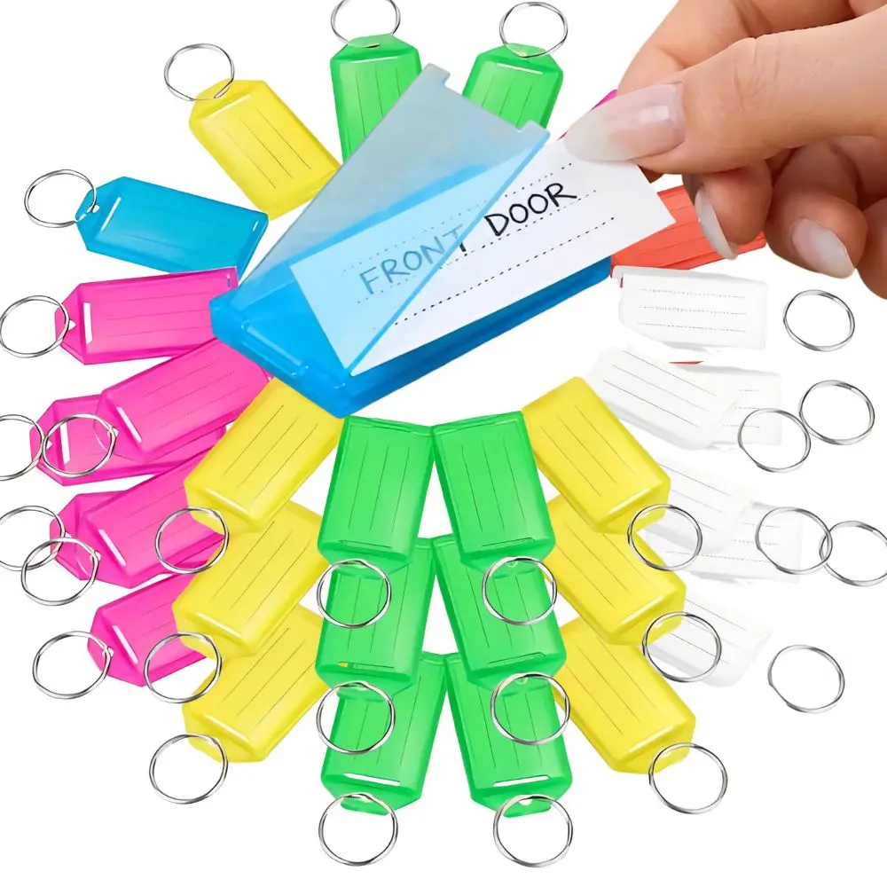

25 шт. пластиковых бирок для ключей с полем для записи, цветные идентификационные бирки с откидной крышкой, именные бирки для багажа YMY