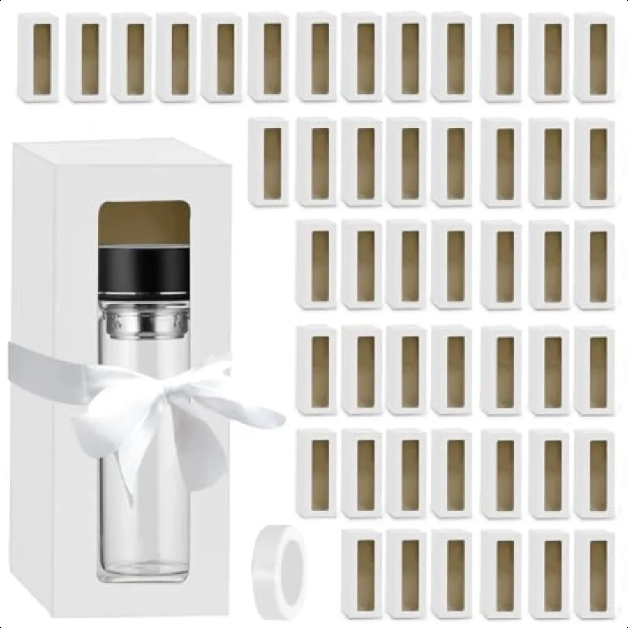 48 Pcs Gift Boxes for Sublimation Tumbler with Ribbon Tumblers Box with Window Transparent Exhibition Box for Gift Wrapping 12o