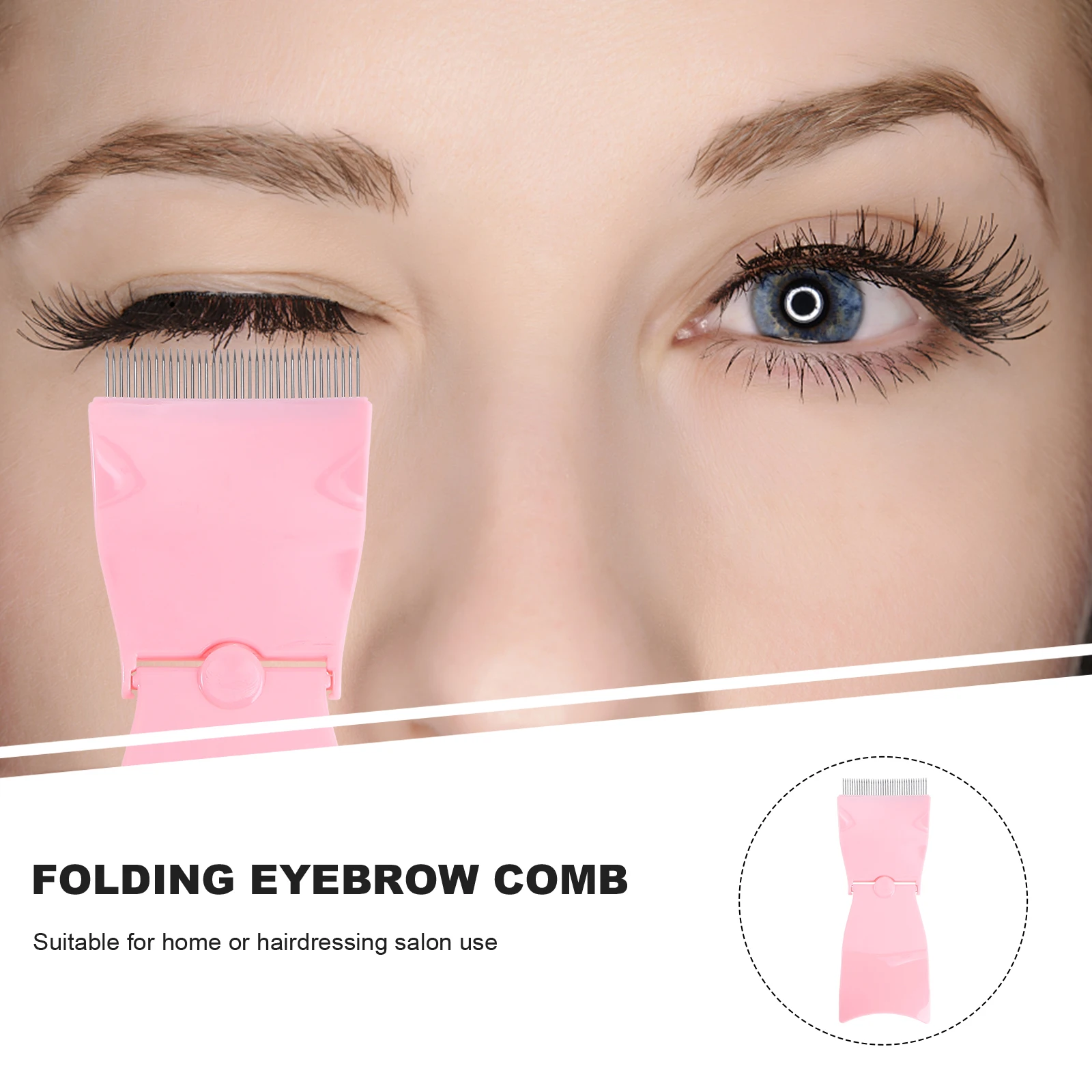 

2pcs Steel Needle Eyebrow Comb Folding Portable Brow Grooming Tool Compact Easy Clean For Women Ladies Pink Make Up Brush Tool