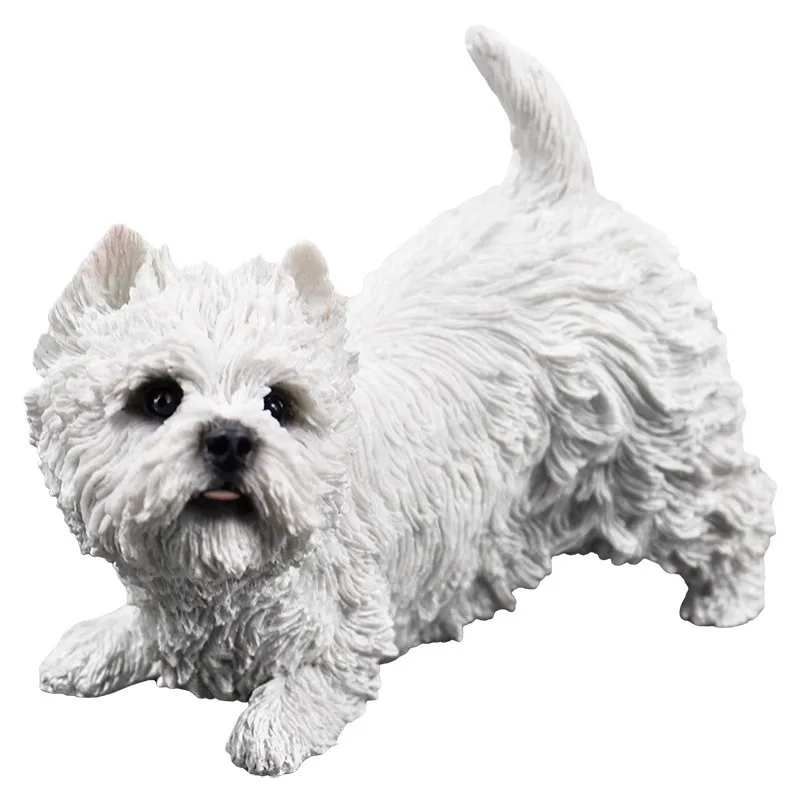 

Cute West Highland White Terrier Simulation Dog Model Figure Car Ornament Crafts Gift Collection