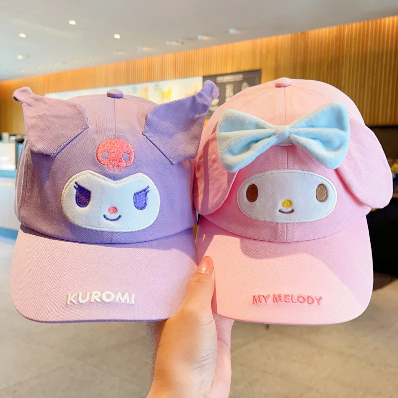 Miniso  Kuromi Children Baseball Cap Hello Kitty Cinnamoroll Melody Casual Cap Spring Sunscreen Cap Head Circumference