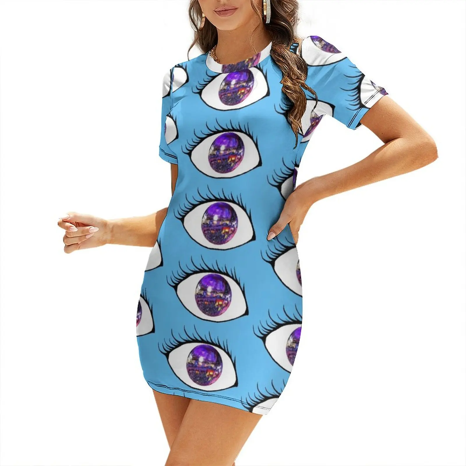 

Disco Eye Short-Sleeved Dress long dress women dress women summer 2025 womens korean style