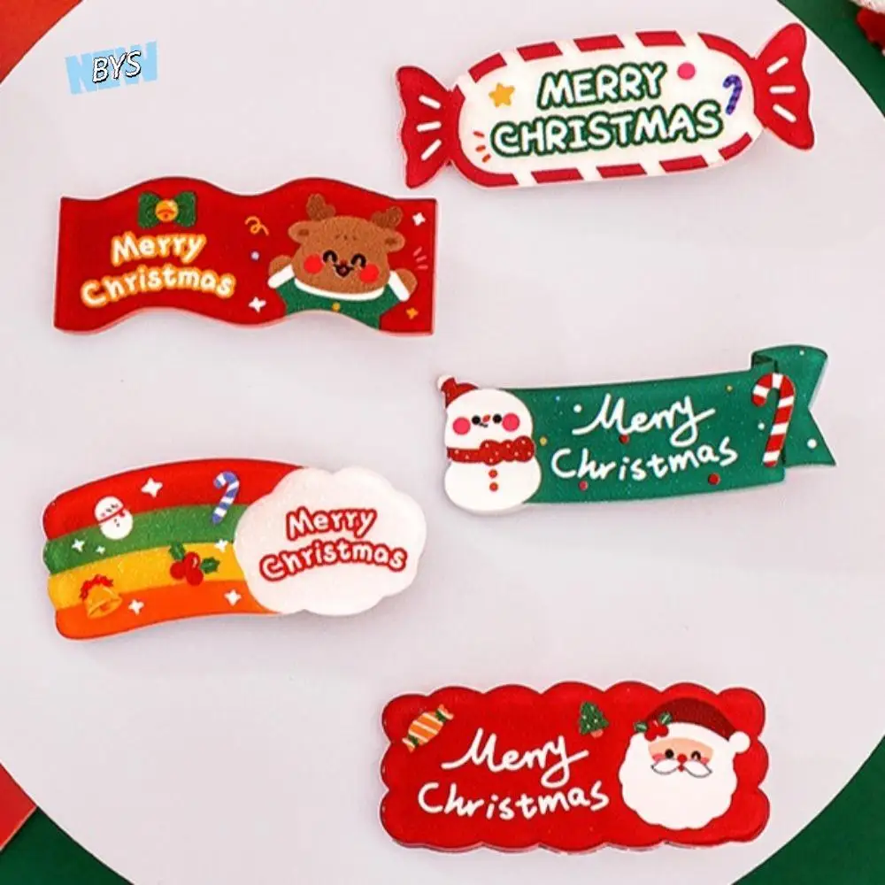 

Kawali Xmas Acrylic Hair Clip Cartoon Santa Claus Snowman Side Clip Sweet Elk Christmas Hair Clip Girls