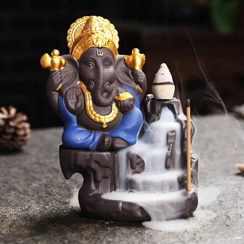 

Elephant Head Round Cap Backflow Incense Sandalwood Aromatherapy Burner Home Office Decoration Creative, Availab