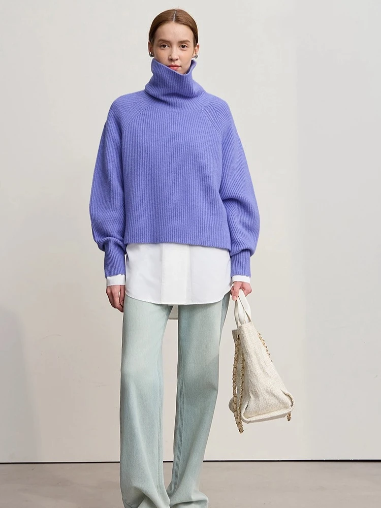 Amii Turtleneck Sweater For Woman Loose Versatile Warm Loose Sleeve Top 2025 Winter New Pullover Short Sweater Women 12554056