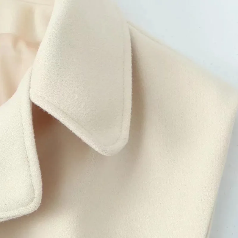TRAF-Chaleco corto de Tweed para mujer, abrigo sin mangas con cuello de solapa, ropa de abrigo elegante y cálida, novedad de otoño e invierno