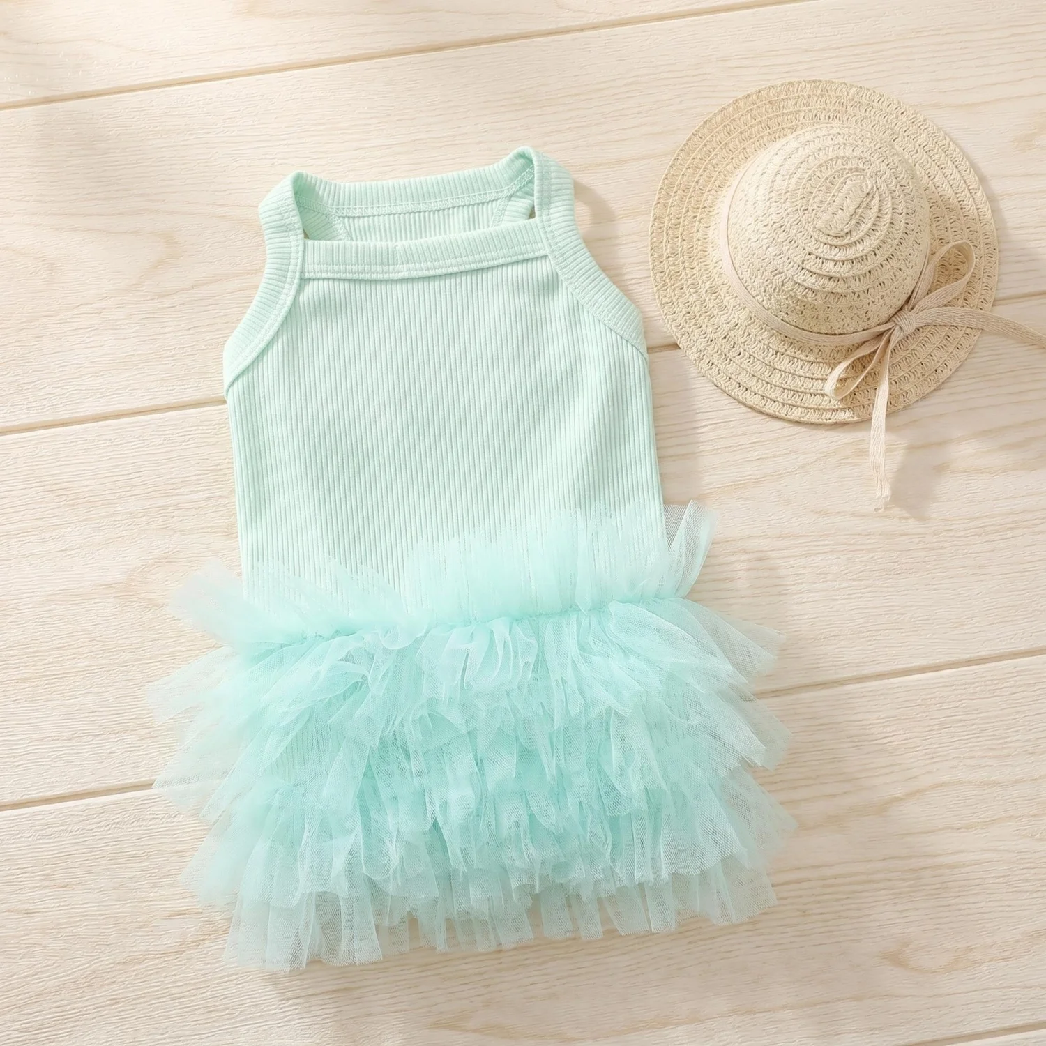 1PC Tutu Cat Dog Dress Pink Green Sleeveless Pet Skirt For Small Dogs Bichon Teddy Cute Puppy Birthday Party Outfit