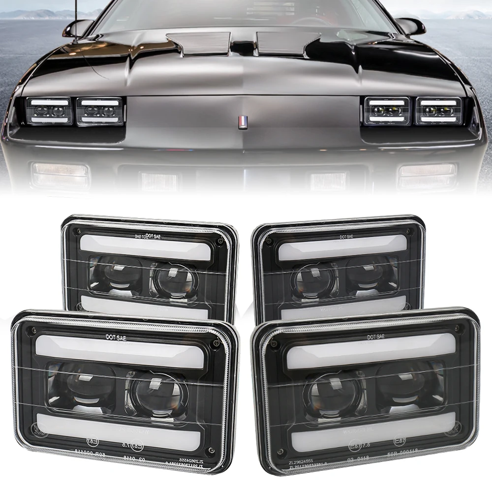 

4Pcs Headlights with Turn Signal DRL for H4651 H4656 Headlights Chevy Camaro Monte Carlo Pontiac Firebird Peterbilt Kenworth