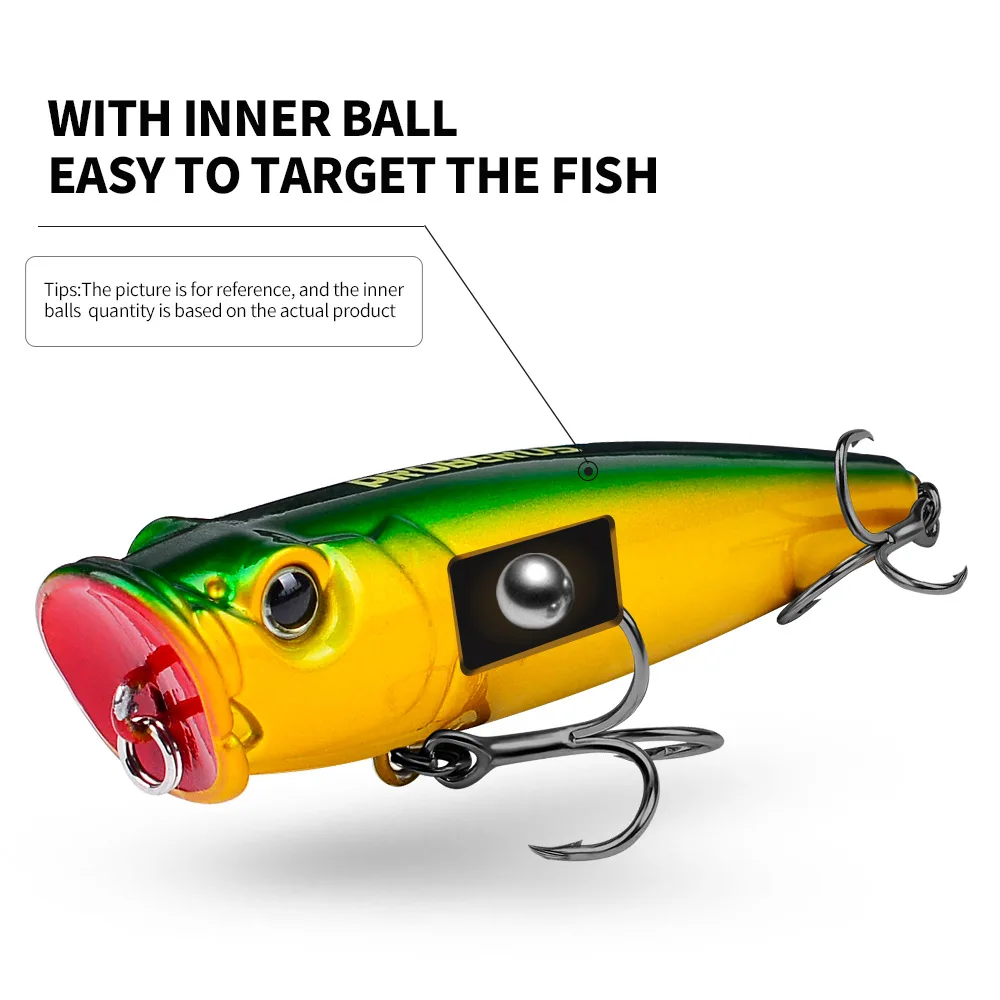 

1pcs Fishing Lure 22g 9.4cm Hard ABS Plastic Popper Lure 5 Color Crankbait Minnow Fishing Bait 4# Treble hook dw600