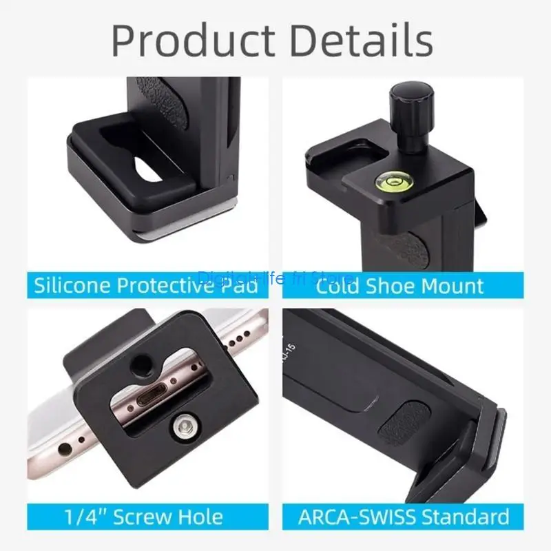 

E06D Phone Holder Stand Tripod Clip with Cold Shoe Mount for Pad Mini 3 Pro9.7