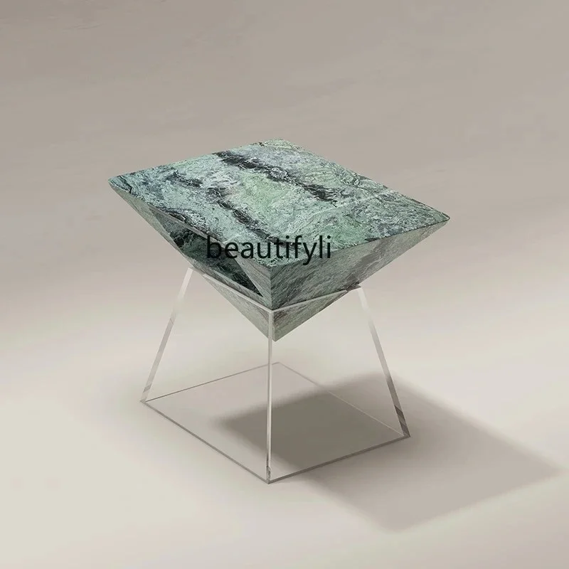 

yj5 Italian minimalist natural marble sofa side side table bedside table household bedroom simple shelf