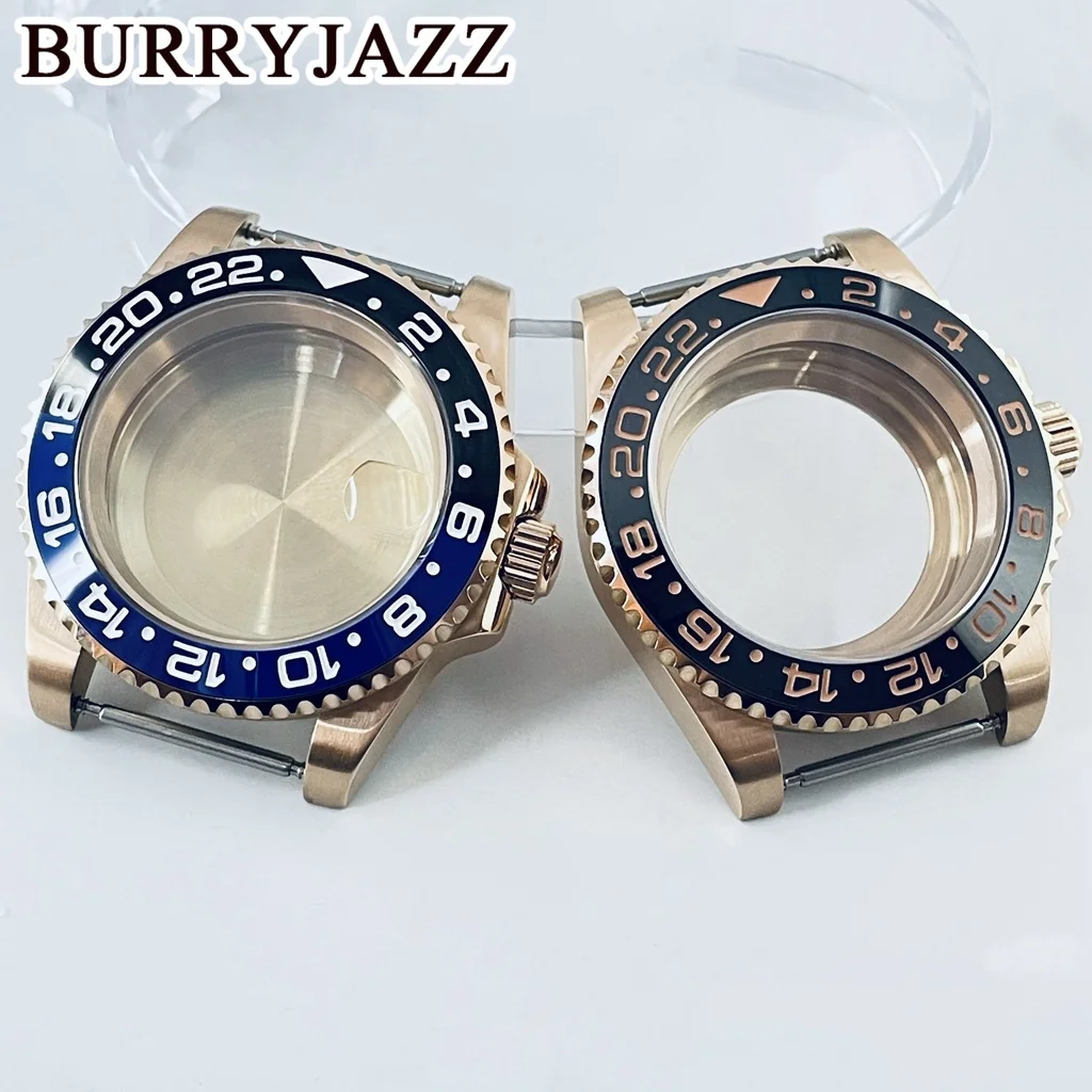 BURRYJAZZ 40mm GMT/SUB Case NH35 NH36 NH34 NH38 NH70 NH72 ETA2824 PT5000 Watch Case Sapphire Glass Ceramic Bezel