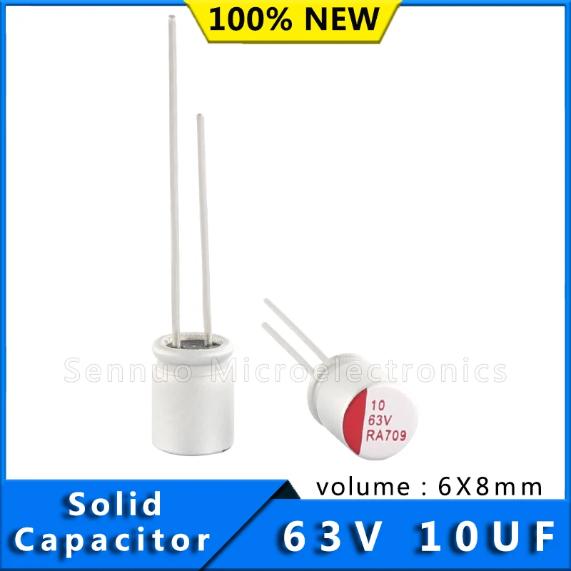 10pcs 10uf Solid Capacitor 63V 10uF 6X8 6*8 mm Super Low ESR 63V10uF For Motherboard Solid Capacitor Capacitors