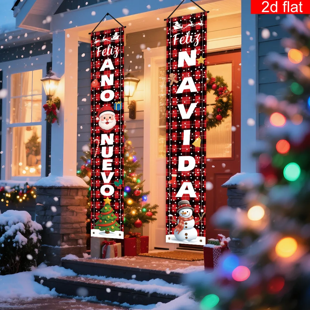 2Pcs Christmas Entrance Banners, Holiday Decorations, Curtains, and Couplets Are Perfect for Festive Home Decor