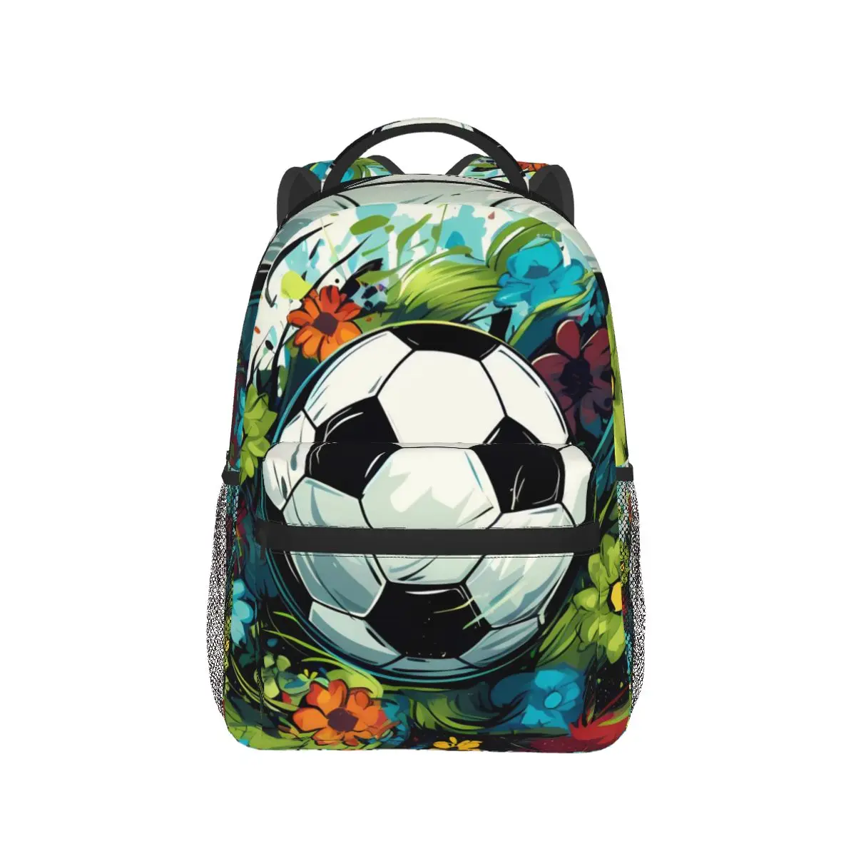 

Graffiti Soccer Painting Backpack Hot Sale Daypack Large Capacity Kids BookBag School Bag Shoulder Bags for Men Women