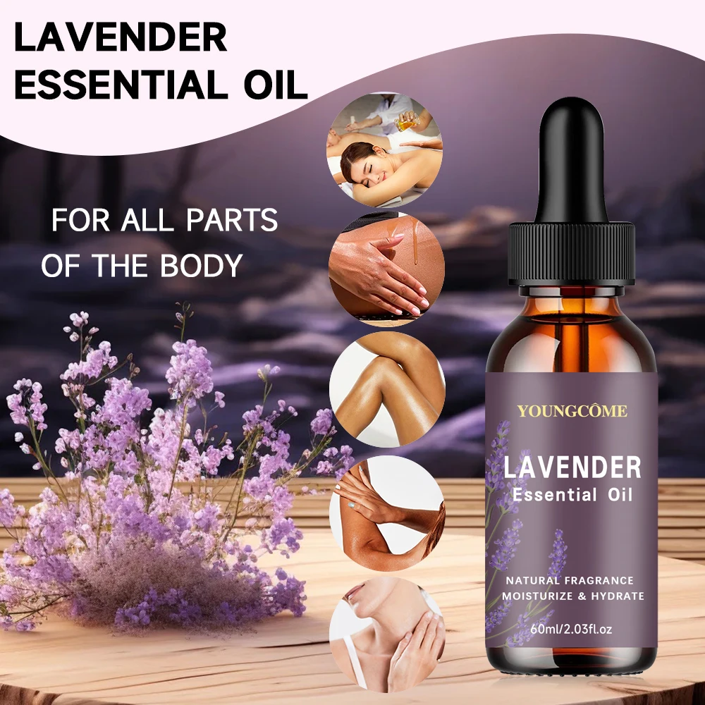 Organic Lavender Oil 40/60ml for Hair & Face - Moisturizing Dry Skin, Anti-Acne Formula, Cruelty-Free & Vegan, 1/4set Easy Use