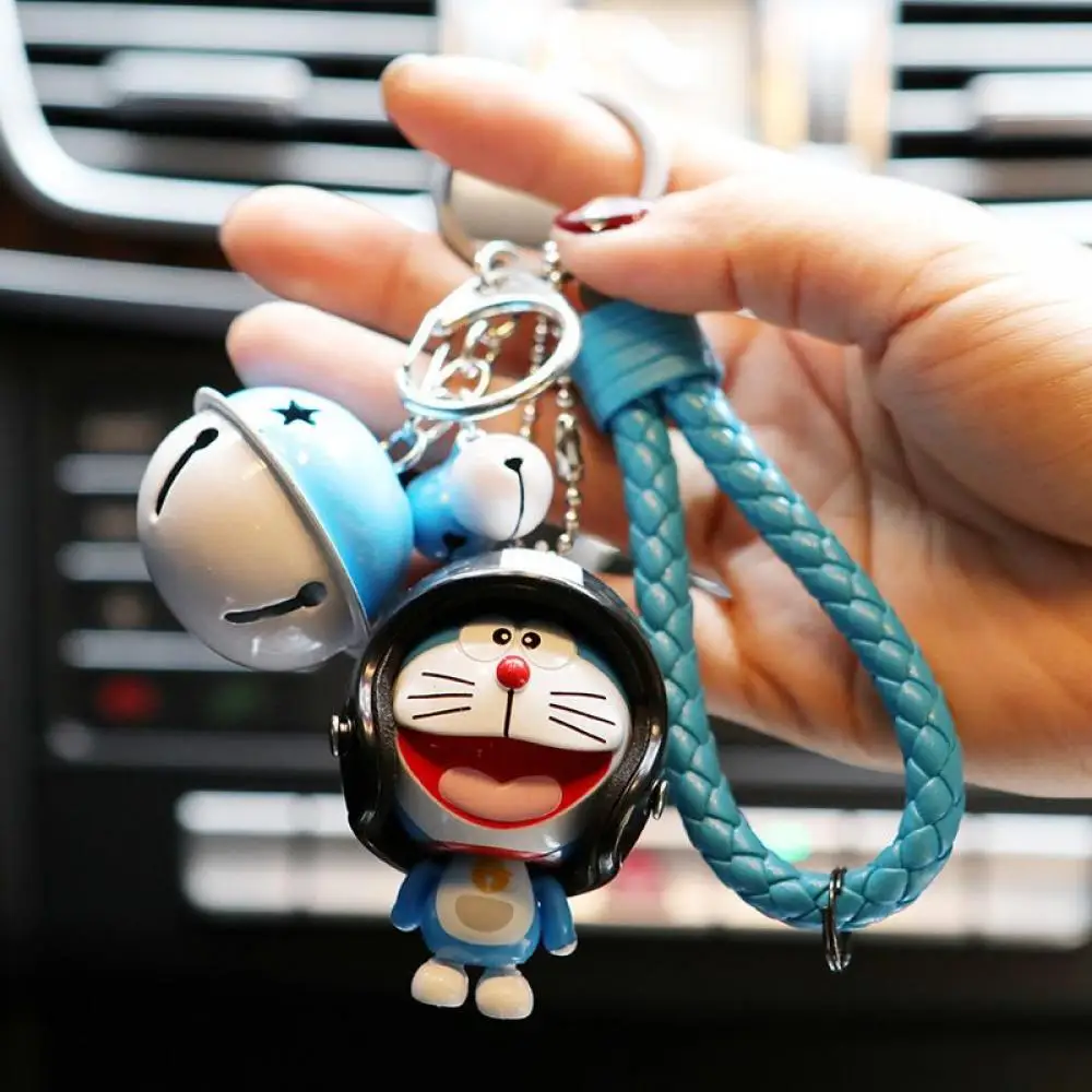 Doraemon Wear a helmet small bell Key buckle Car key decoration Cartoon Anime periphery Creative Design birthday Holiday gifts