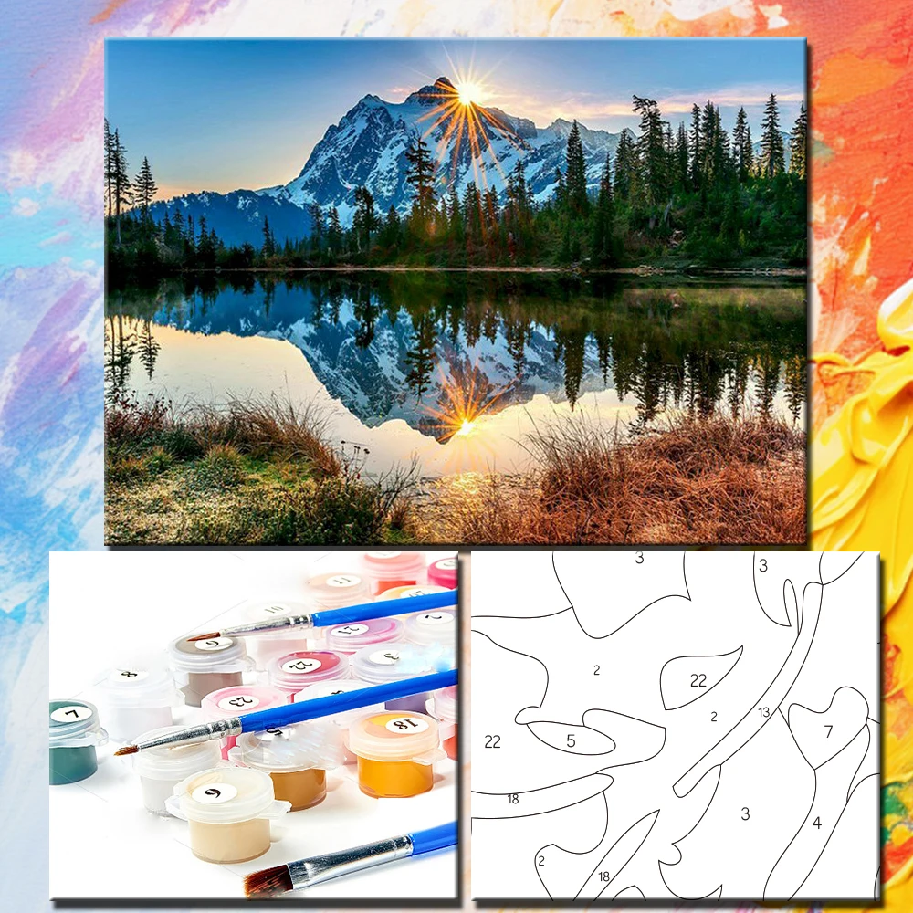 PhotoCustom Paint By Number Canvas Painting Kits Handpainted Seascape DIY Picture Of Coloring By Numbers Home Decoration Gift