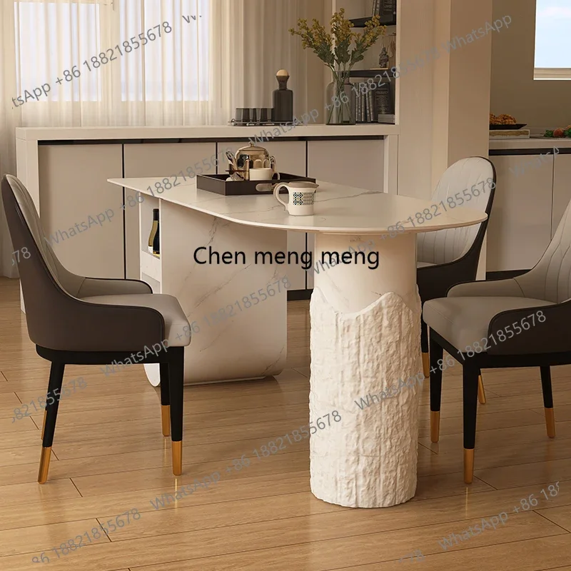 

New arrive Semi-circular slate island dining table integrated home light luxury small apartment high-end design table
