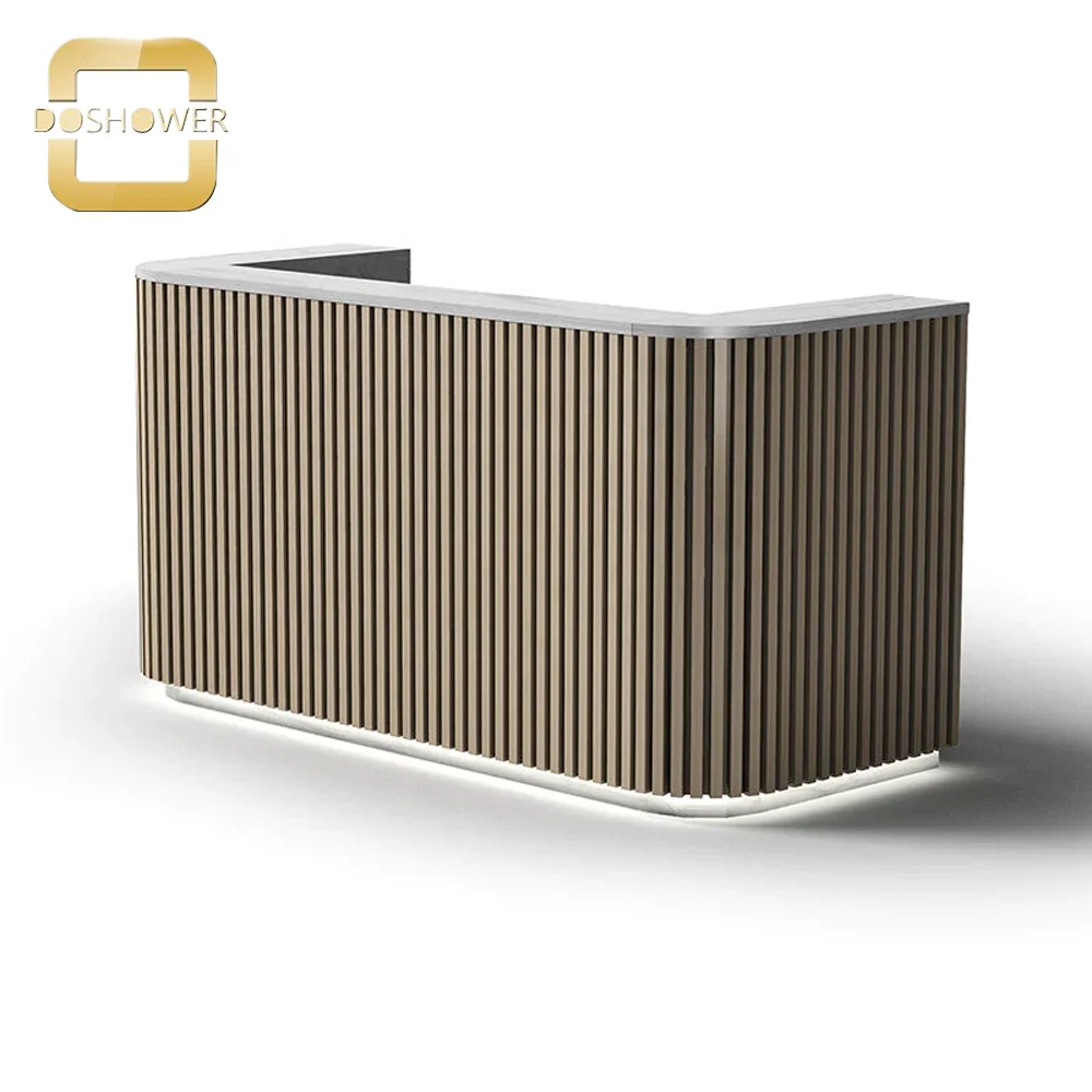 Salon Reception Desk Customized Size with Round Shaped Reception Desk for Reception Desk with Display Glass