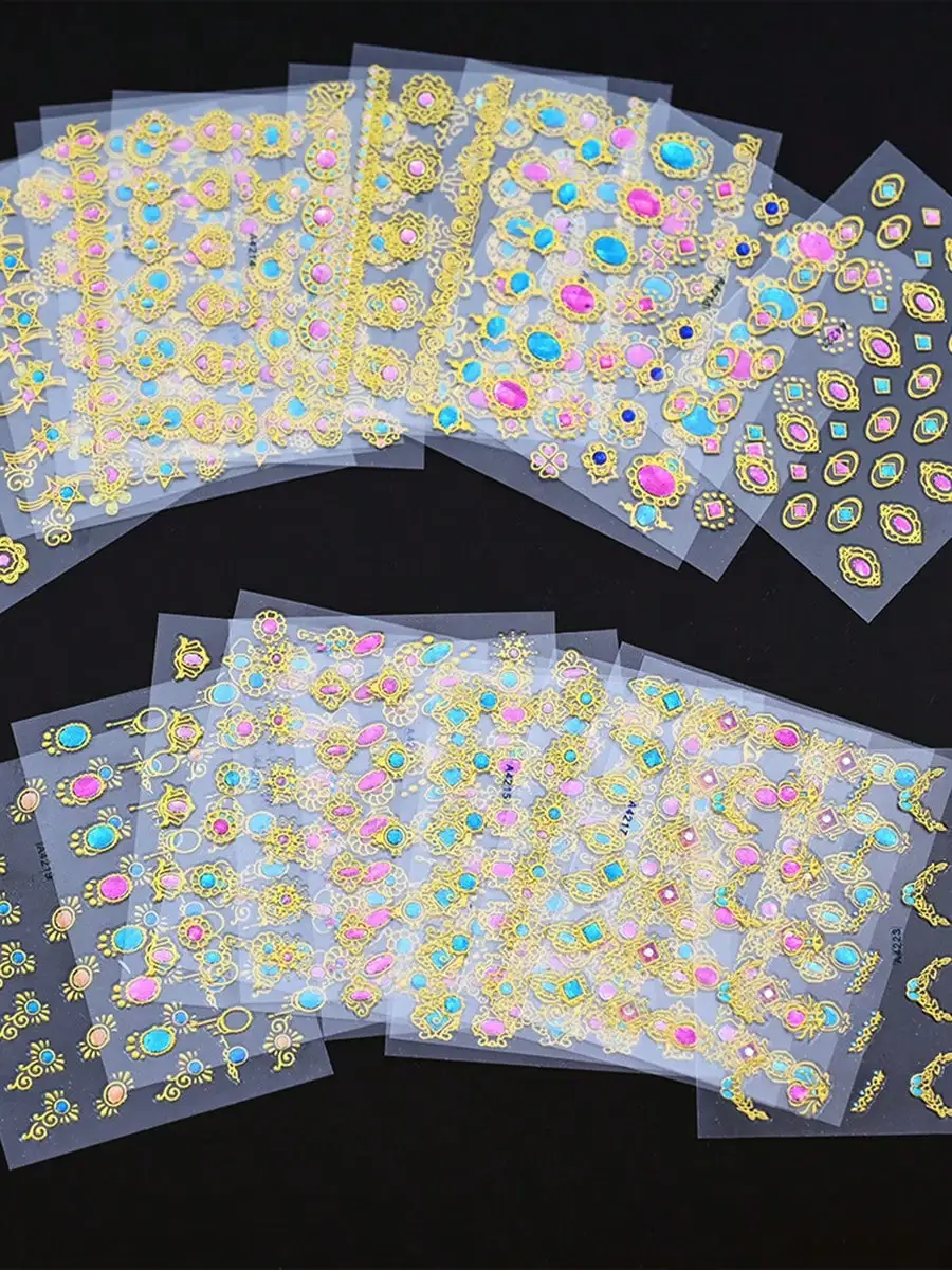 Mix 24 pçs 3d estrela de ouro bronzeamento arte do prego adesivo 8*10cm laser estrela lua design decalque do prego ouro prata auto-adesivo slider