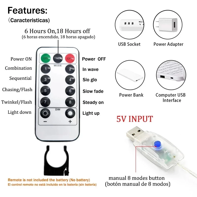 Guirnalda de luces LED con Control remoto para decoración navideña, cortina con USB para boda, lámpara de 3M para vacaciones, Bombilla de dormitorio, hada al aire libre