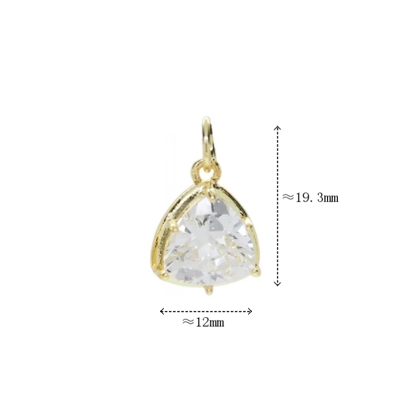 Pcs Invisible Setting Copper Charms Gold Color Inverted Triangle Pendant Cubic Zirconia Approx 12x19.3mm Jewelry