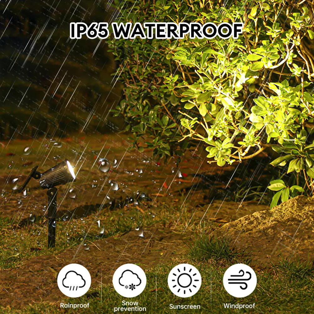 Outdoor Solar Spotlight 9LEDs Brightness Adjustable Spot Lights IP65 Waterproof Solar Spotlight for Garden Patios Porches