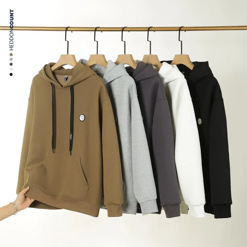 Men's new style Waffle hooded sweatshirt, washable and durable, men's autumn couple hoodie, Japanese men's thick casual top