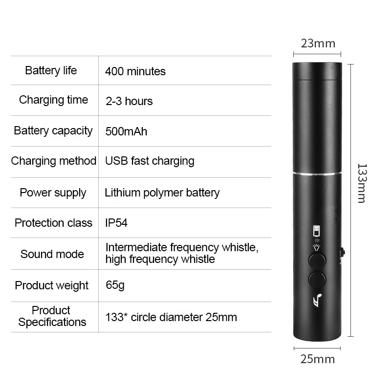 Silbato electrónico portátil recargable por USB, Comando de tráfico, entrenamiento de mascotas, deportes al aire libre, árbitro, animadora, 120dB