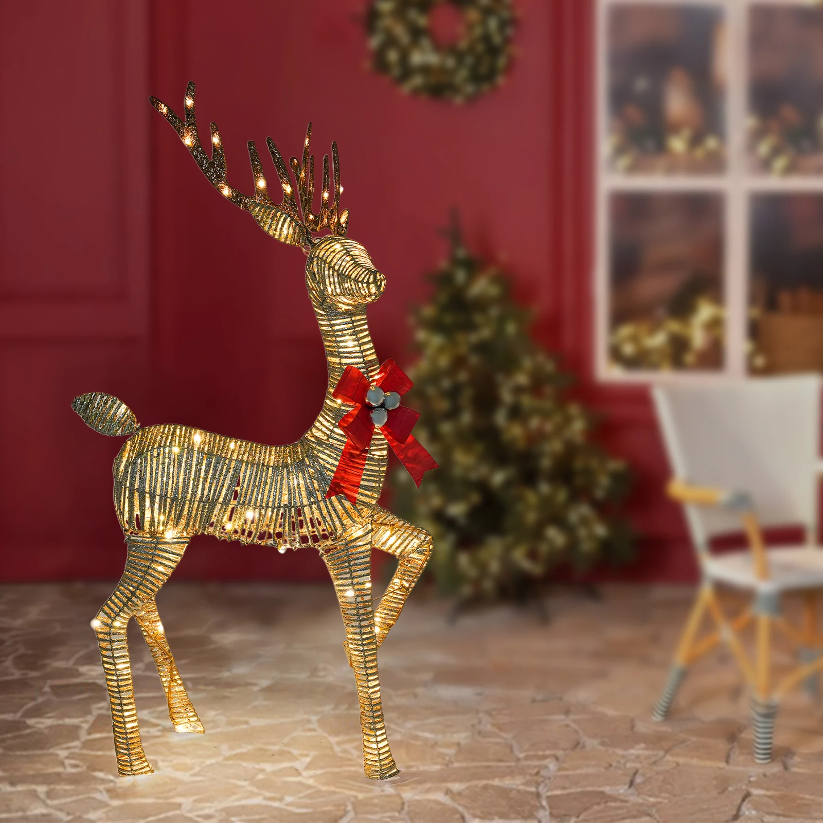 Christmas Decoration Outdoor Handmade LED Reindeer Warm White Light Iridescent Deer Ideal Housewarming Gift