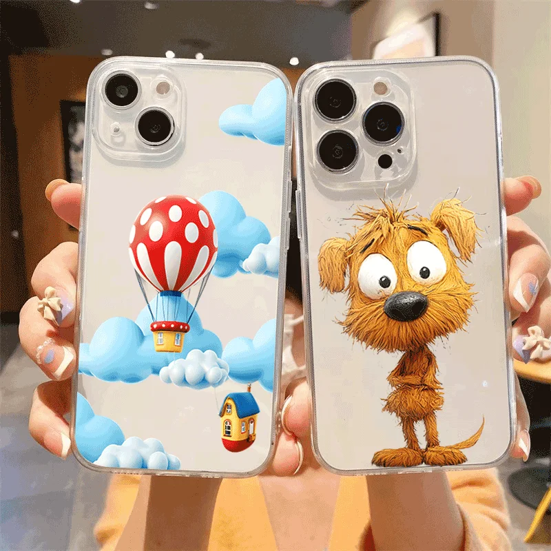 Cute Clear Soft Case For iPhone 15 Pro Max 16 16e 14 Plus 13 12 11 13 Mini X XR XS Max 6 7 8 SE 4 Transparent Phone Back Cover
