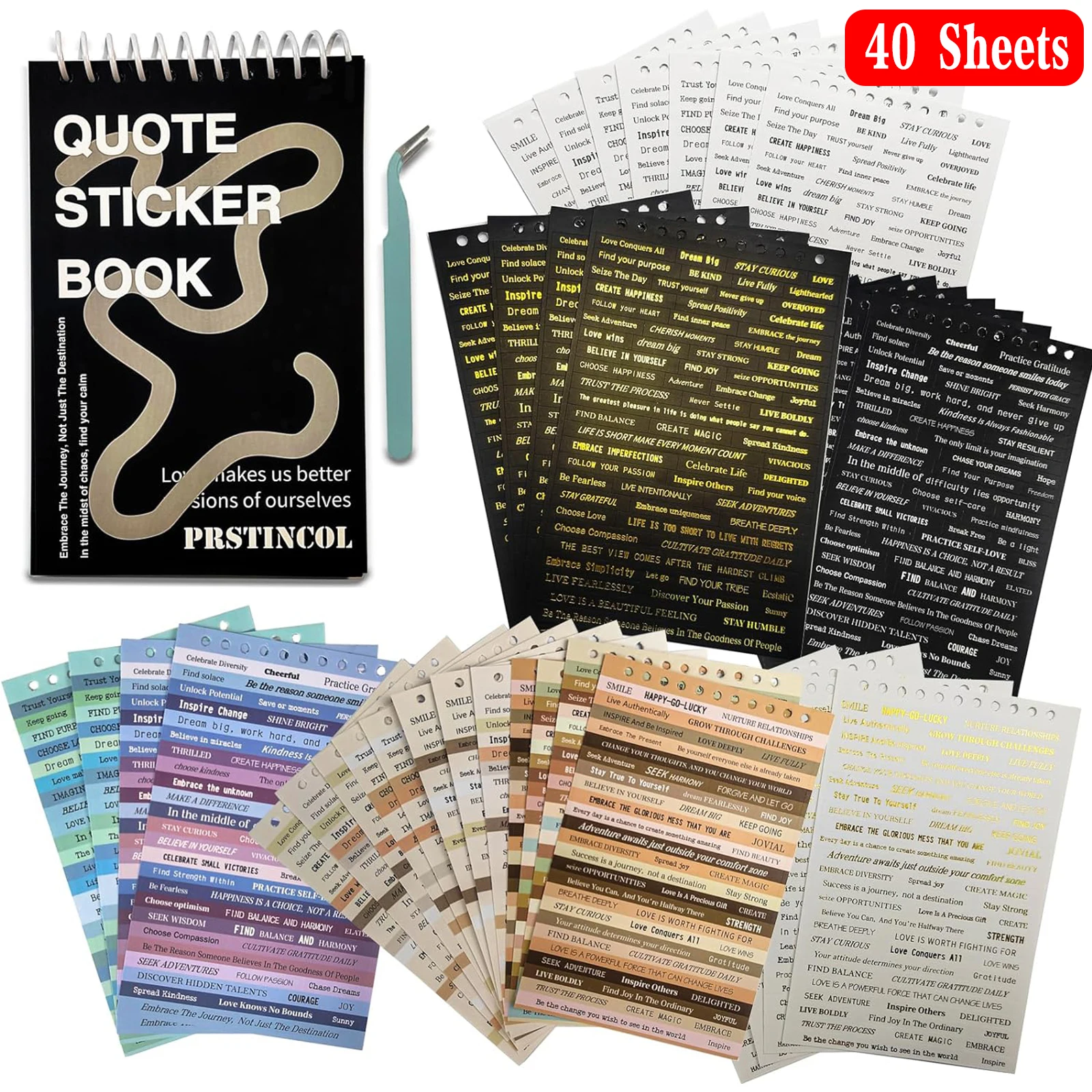 40 Sheets Colorful Small Talk Stickers Inspirational Quote Stickers for Journaling Scrapbook ,Sentiment Sticker for DIY Craft