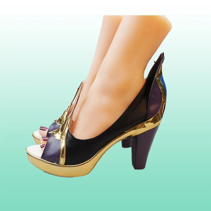 Anime Spiel Genshin Auswirkungen Yelan Cosplay Frauen Schuhe Stiefel Requisiten Halloween Party Zubehör Anpassung Hohe Ferse Stiefel