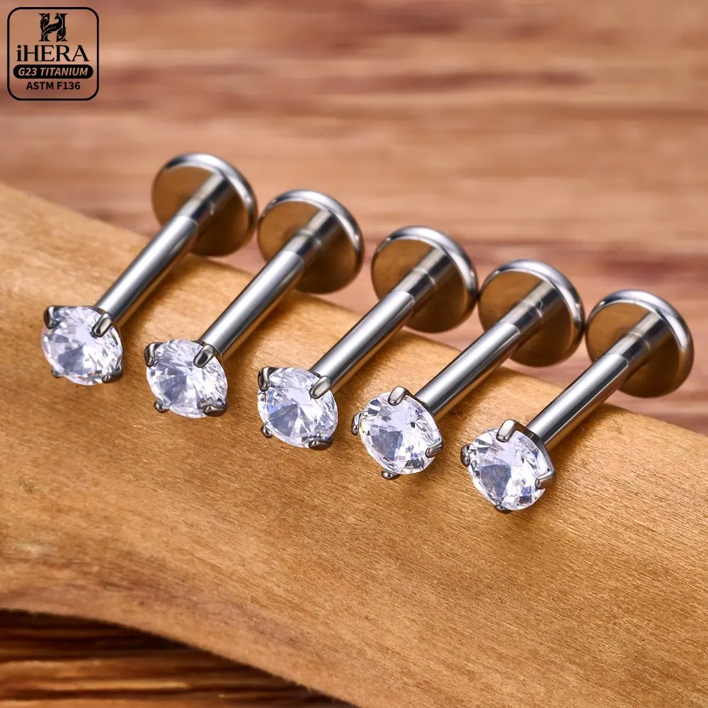5/50 Stück G23 Titan Piercing Labret Lippenstecker 16G Innengewinde Ohrstecker Nasenstecker Tragus Knorpel Helix Daith Körperpiercing – Detail 5