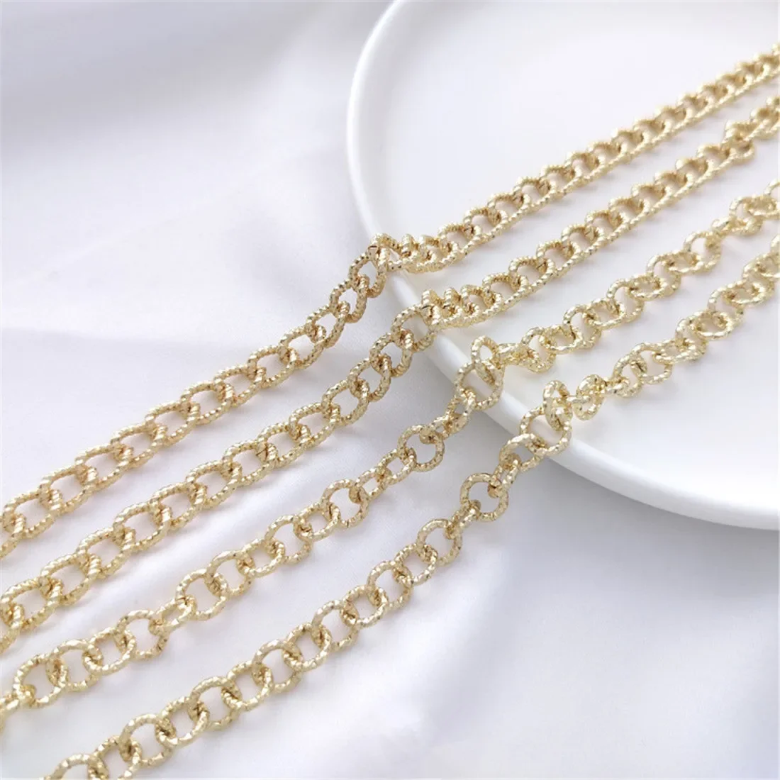 14K Gold Plated 8mm Flower Circle O-Chain Thick Wide Circular Loose Chain Handcrafted DIY For Bracelet Necklace Jewelry Making A