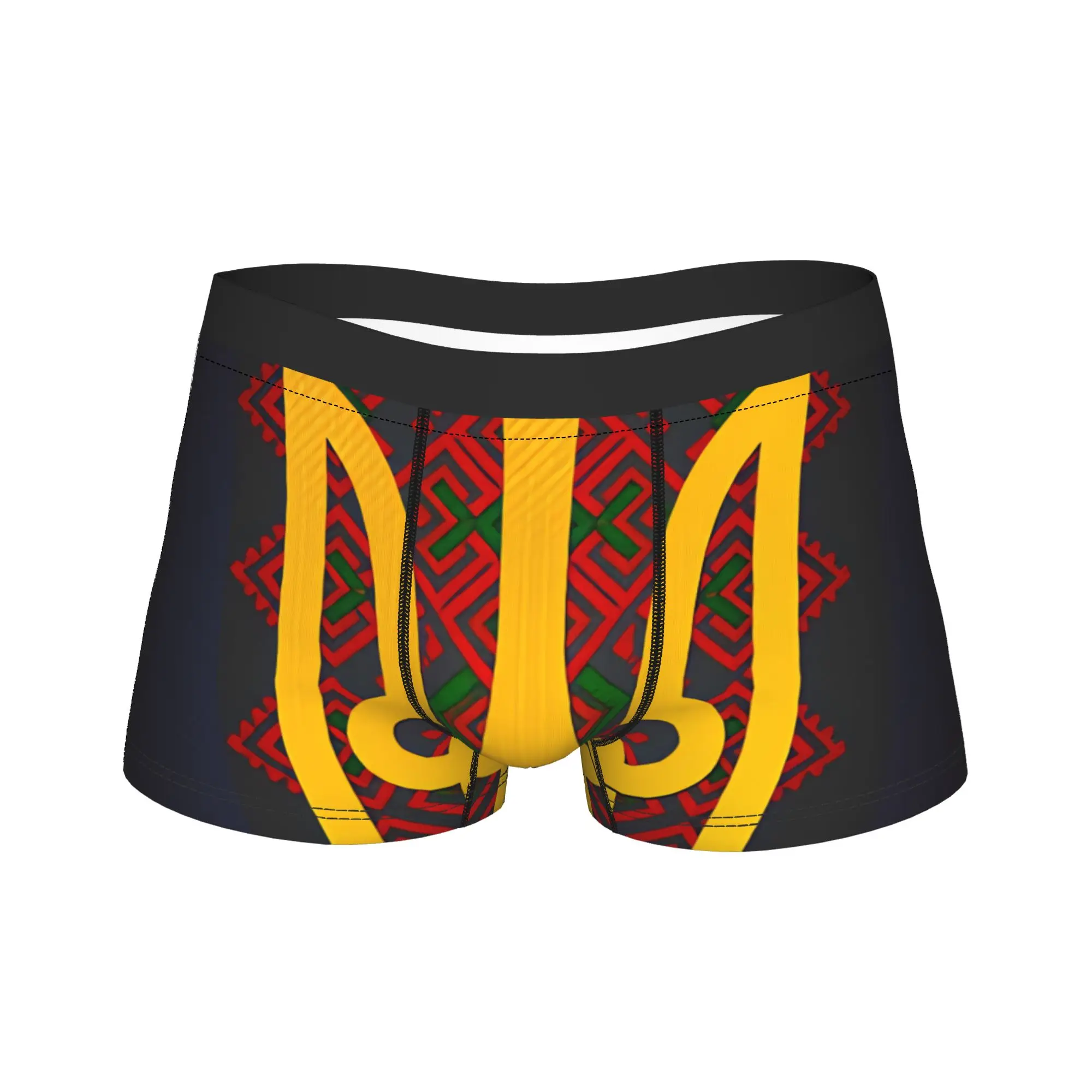 Ukraine Trident Ethnic Ornament Pattern Underwear  Novelty Panties Pattern Shorts Briefs For Man 3D Pouch Large Size Boxershorts