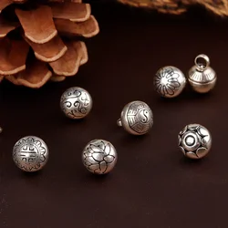 Chinese Disc Buckle Button Bracelet Copper Accessories, Solid Round Tang Suit, Hanfu Button, Retro, 5Pcs