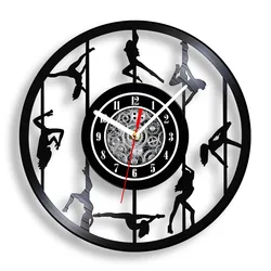 Girl Pole Dancing Vinyl Record Wall Clock For Dance Studio Pole Dancers Steal Tube Dance Artwork Vintage Music Album Wall Clock