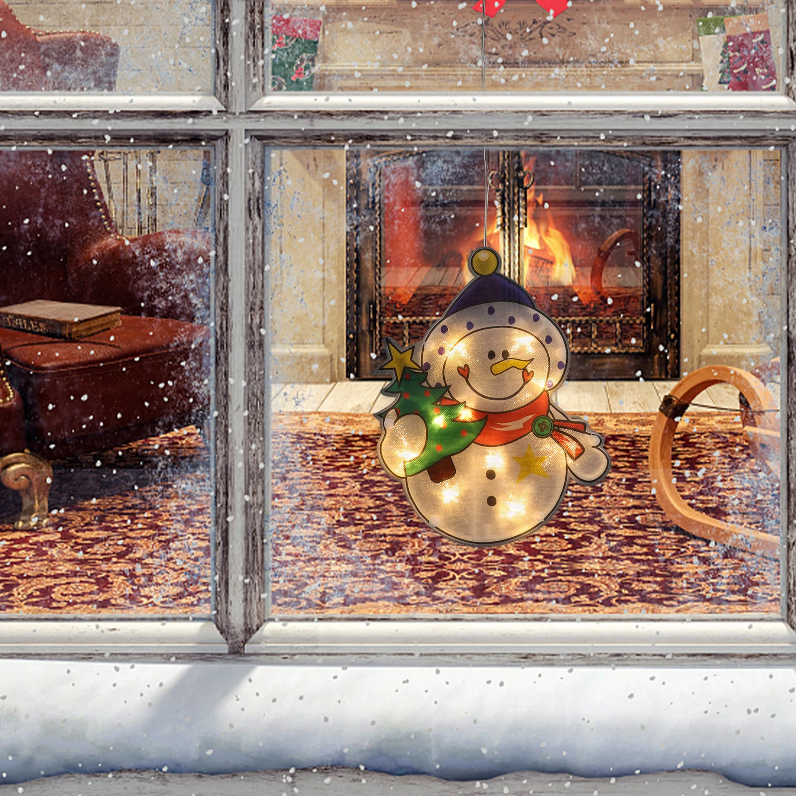 

Snowman Suction Cup Light Xmas Decoration Christmas Ornaments Party for Tree Night Window Hanging Lights Cups