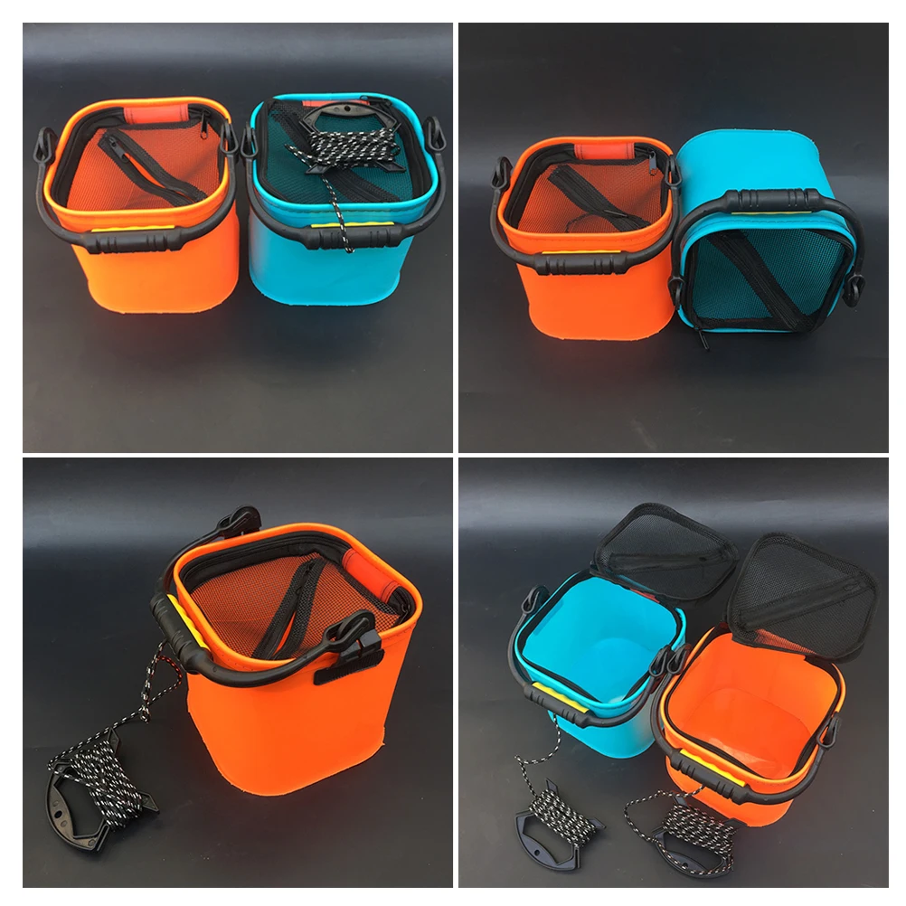 

1pc Fishing Bucket Portable Water Sink Container Bag Mixed Color Folding Barrels Live Fish Container EVA Material Multifunction