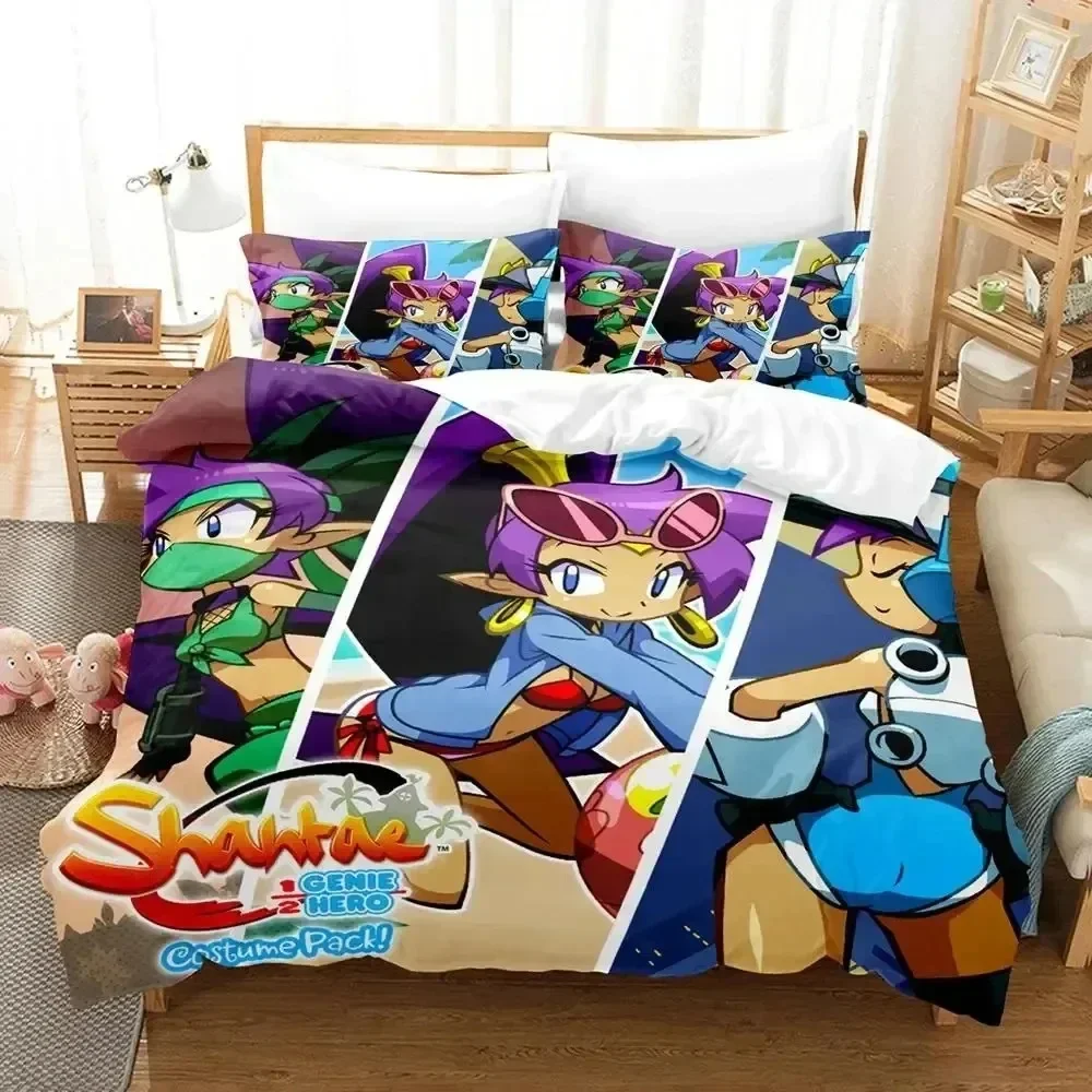 Juego de Anime Shantae Genie Hero juego de cama funda nórdica funda de almohada edredón tamaño King Queen juego de funda de edredón para adultos niños niñas